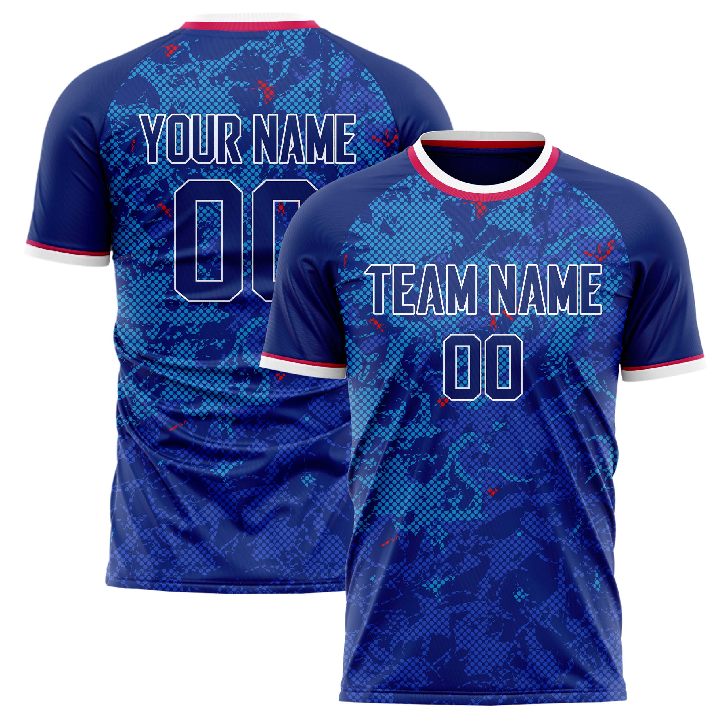 Personalized Royal & White Pattern Soccer Jersey