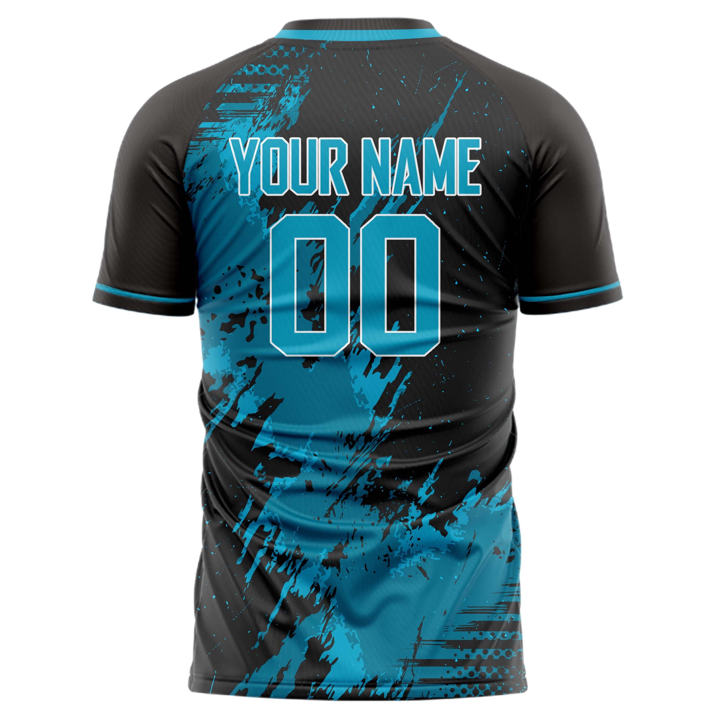 Personalized Teal & Black Pattern Soccer Jersey