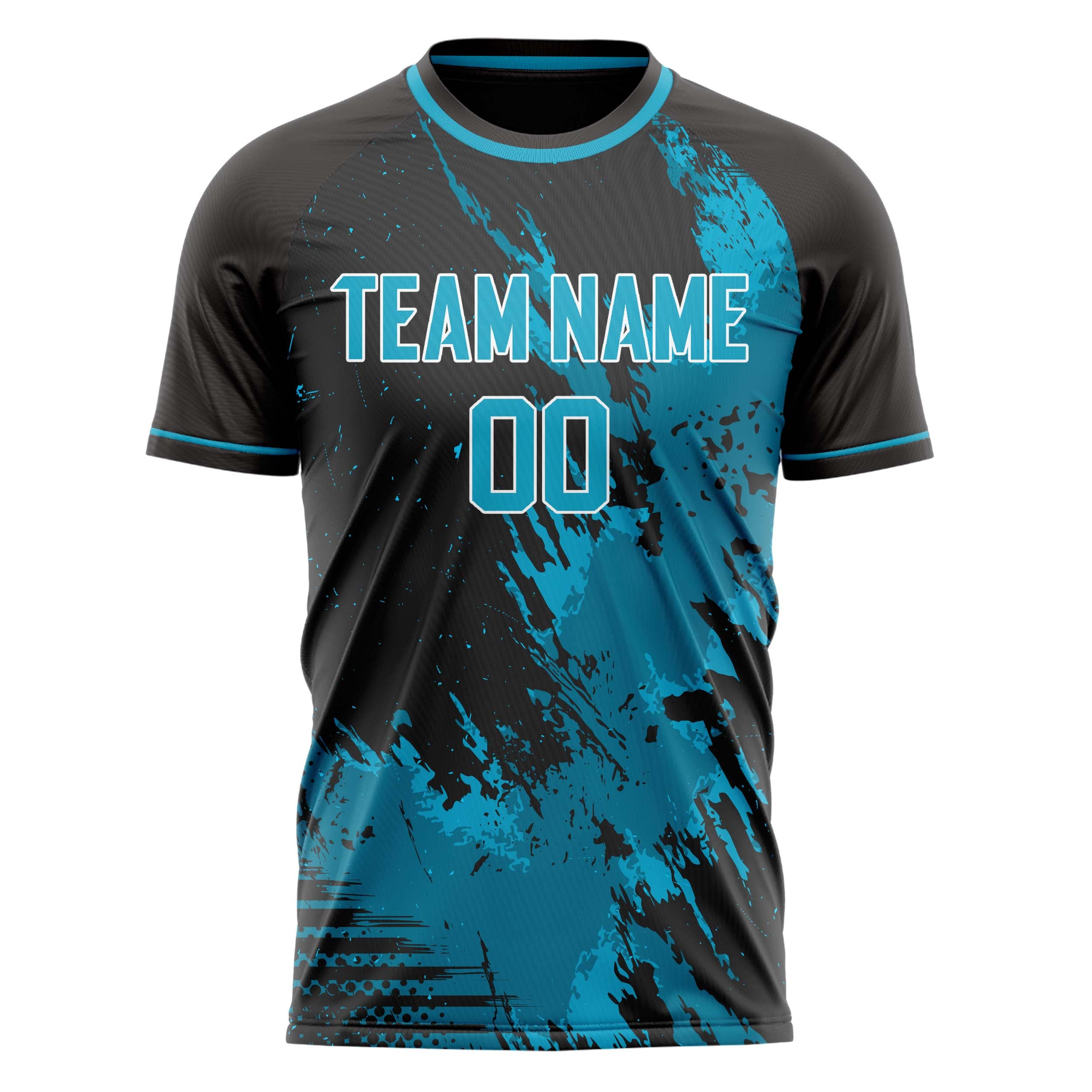 Personalized Teal & Black Pattern Soccer Jersey