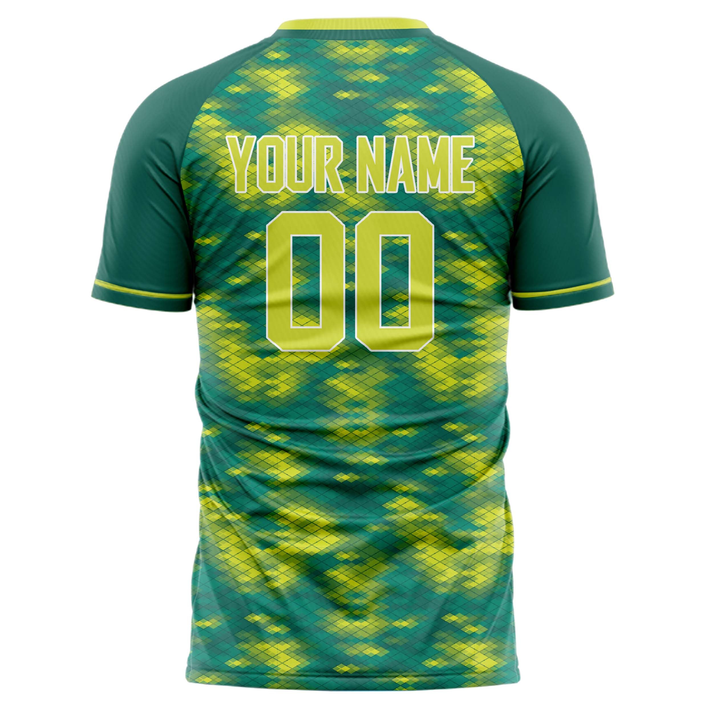 Personalized Teal & Green Pattern Soccer Jersey