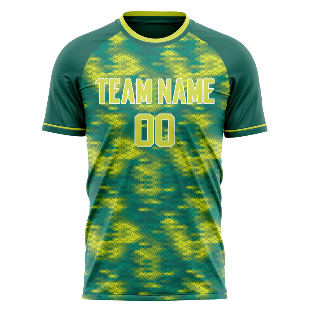 Personalized Teal & Green Pattern Soccer Jersey