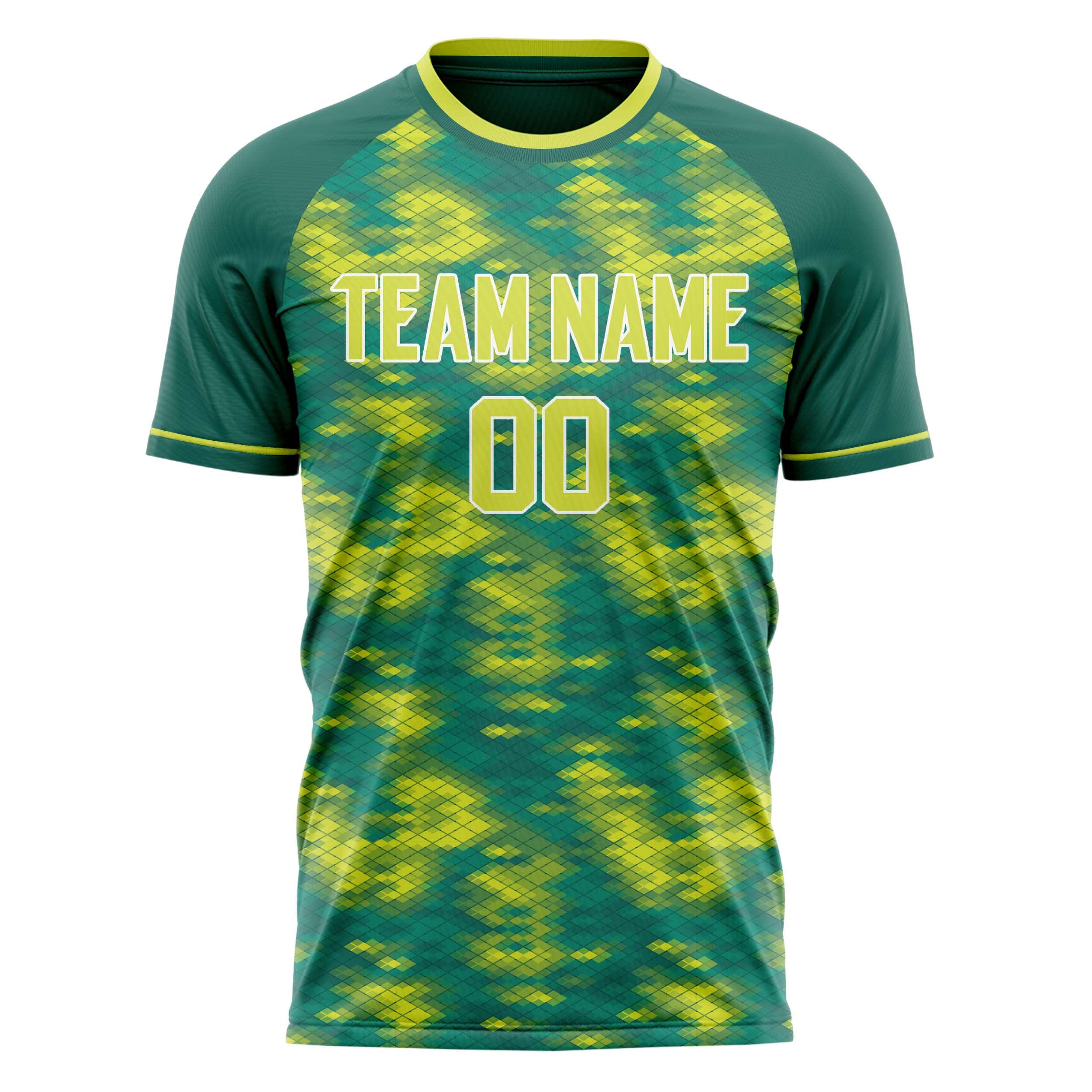 Personalized Teal & Green Pattern Soccer Jersey