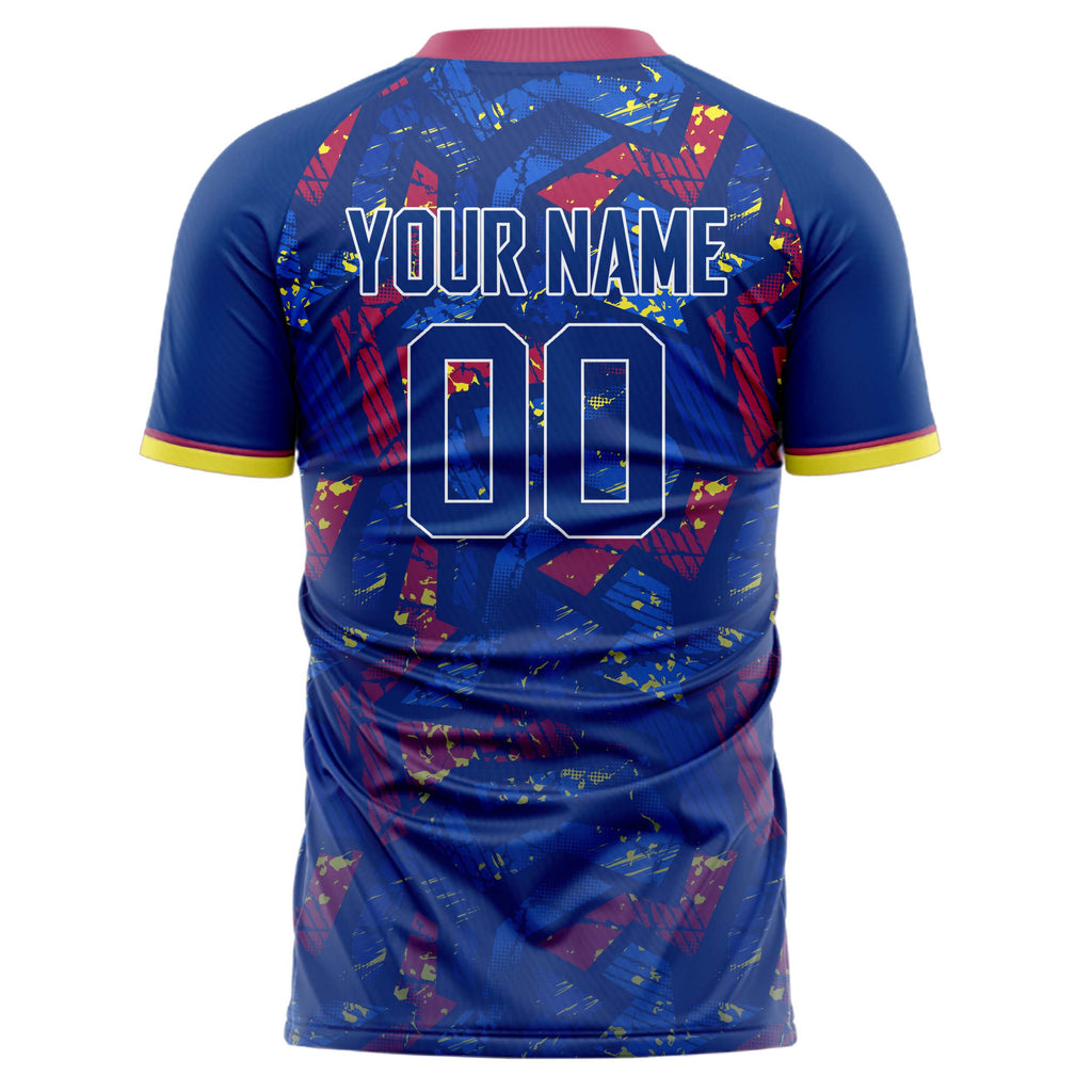Personalized Royal & Red Pattern Soccer Jersey
