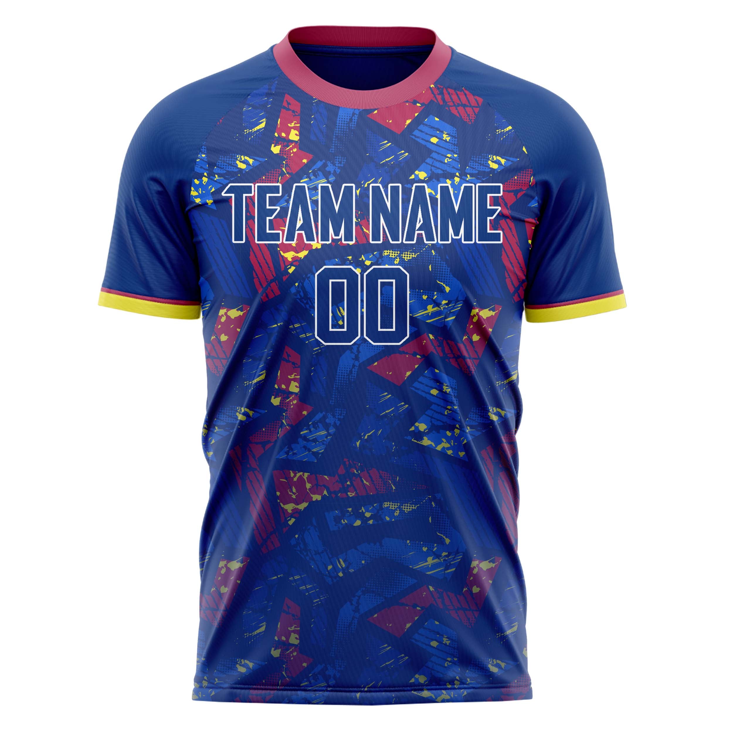 Personalized Royal & Red Pattern Soccer Jersey