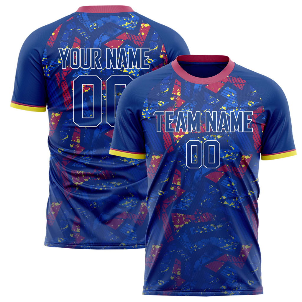 Personalized Royal & Red Pattern Soccer Jersey