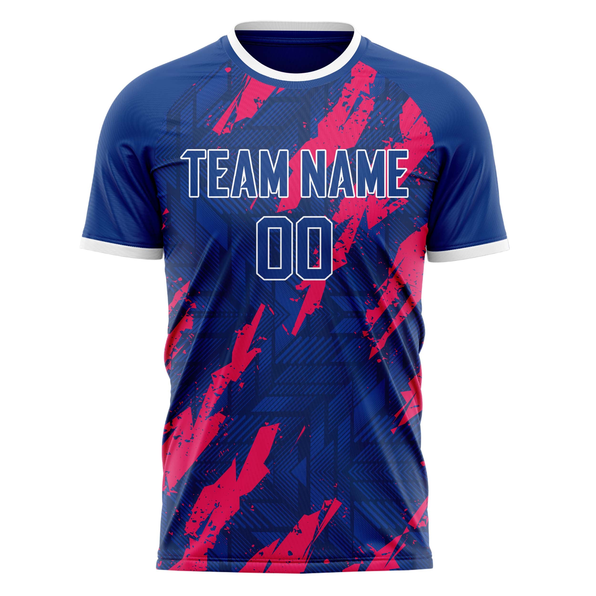 Personalized Royal & Red Pattern Soccer Jersey