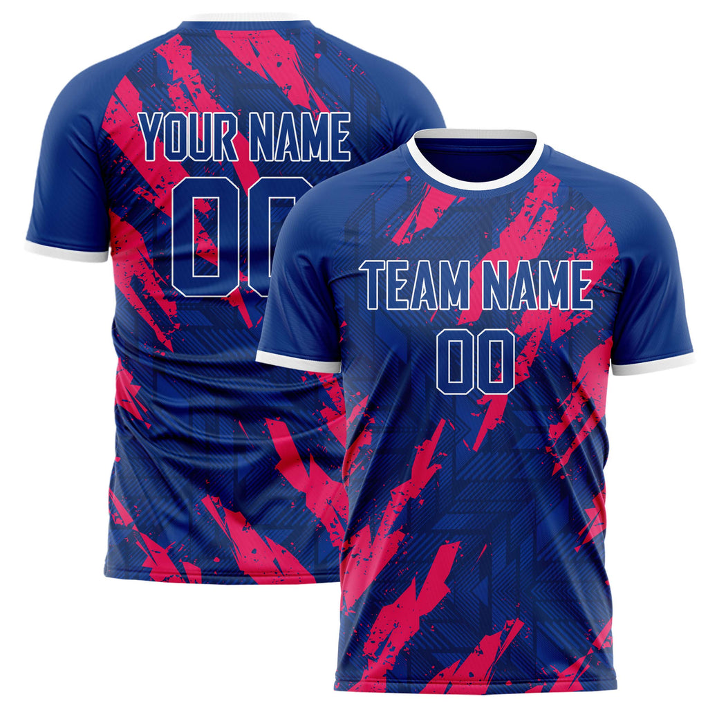 Personalized Royal & Red Pattern Soccer Jersey