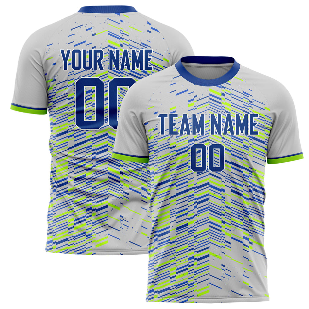 Personalized Gray & Royal Pattern Soccer Jersey