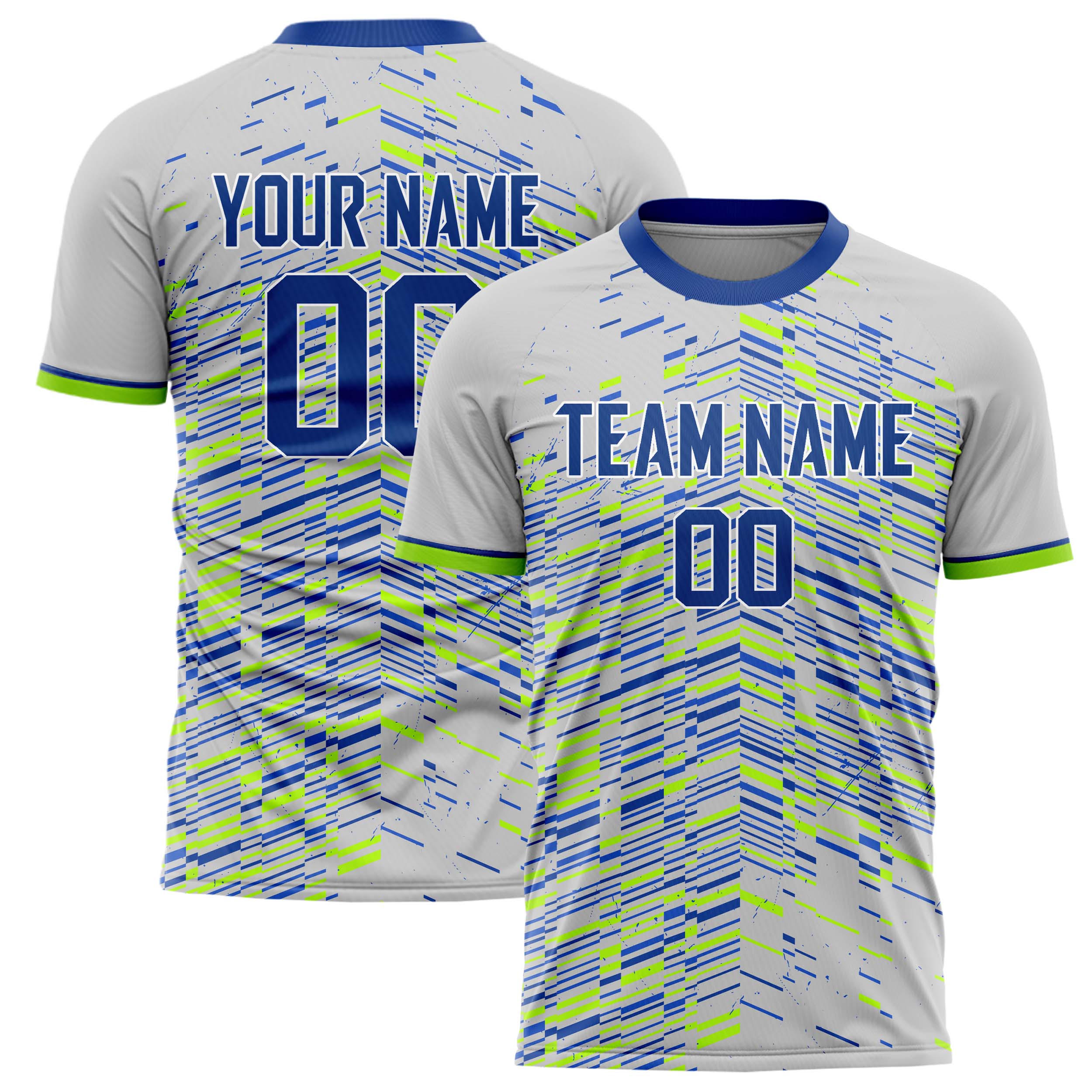 Personalized Gray & Royal Pattern Soccer Jersey