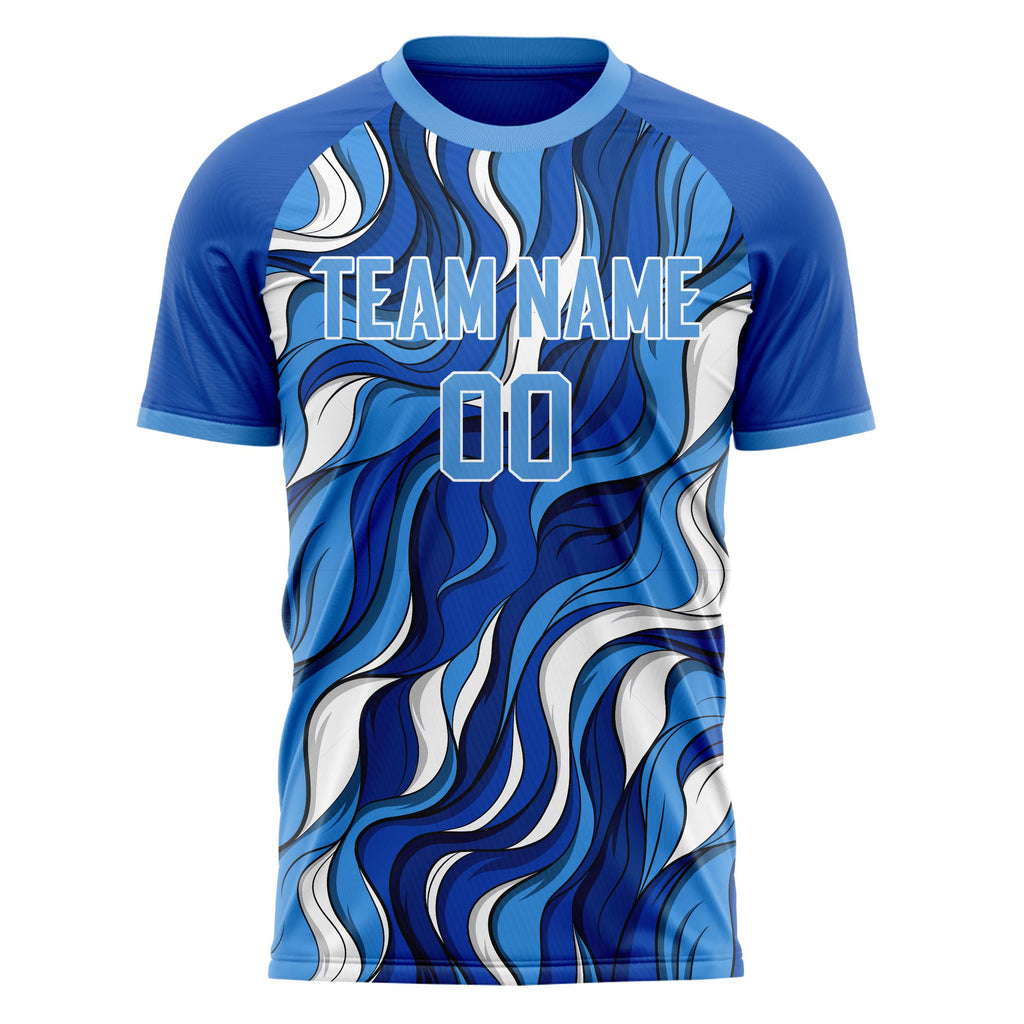 Personalized Blue & White Pattern Soccer Jersey