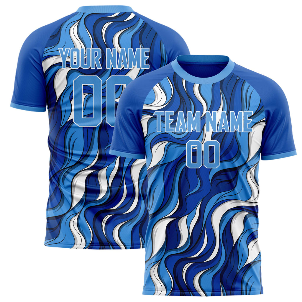 Personalized Blue & White Pattern Soccer Jersey