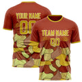 Personalized Red & Old Gold Pattern Soccer Jersey