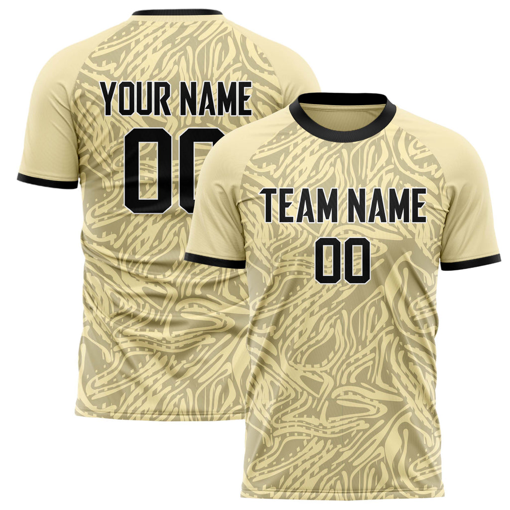 Personalized Cream & Black Pattern Soccer Jersey