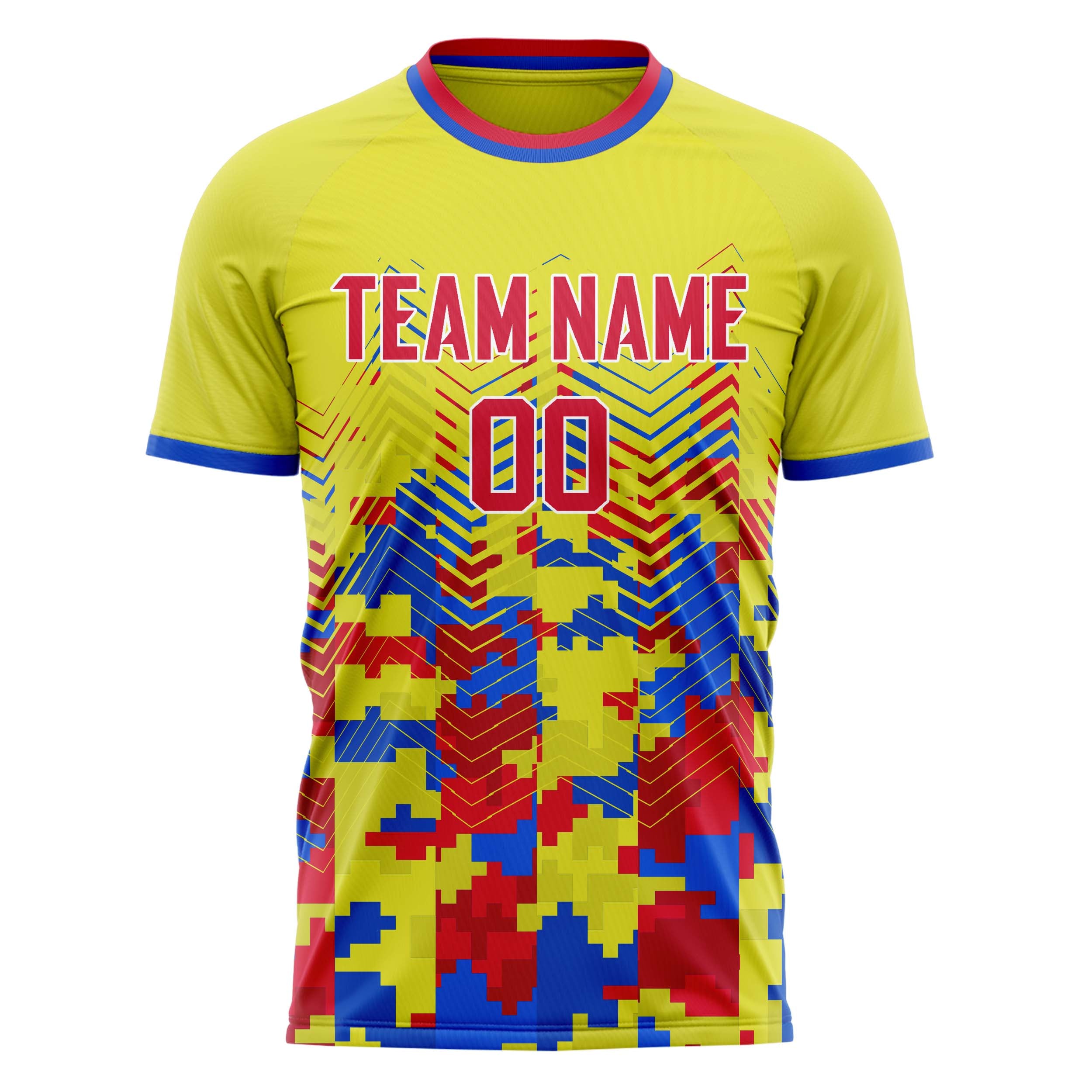 Personalized Yellow & Pink Pattern Soccer Jersey