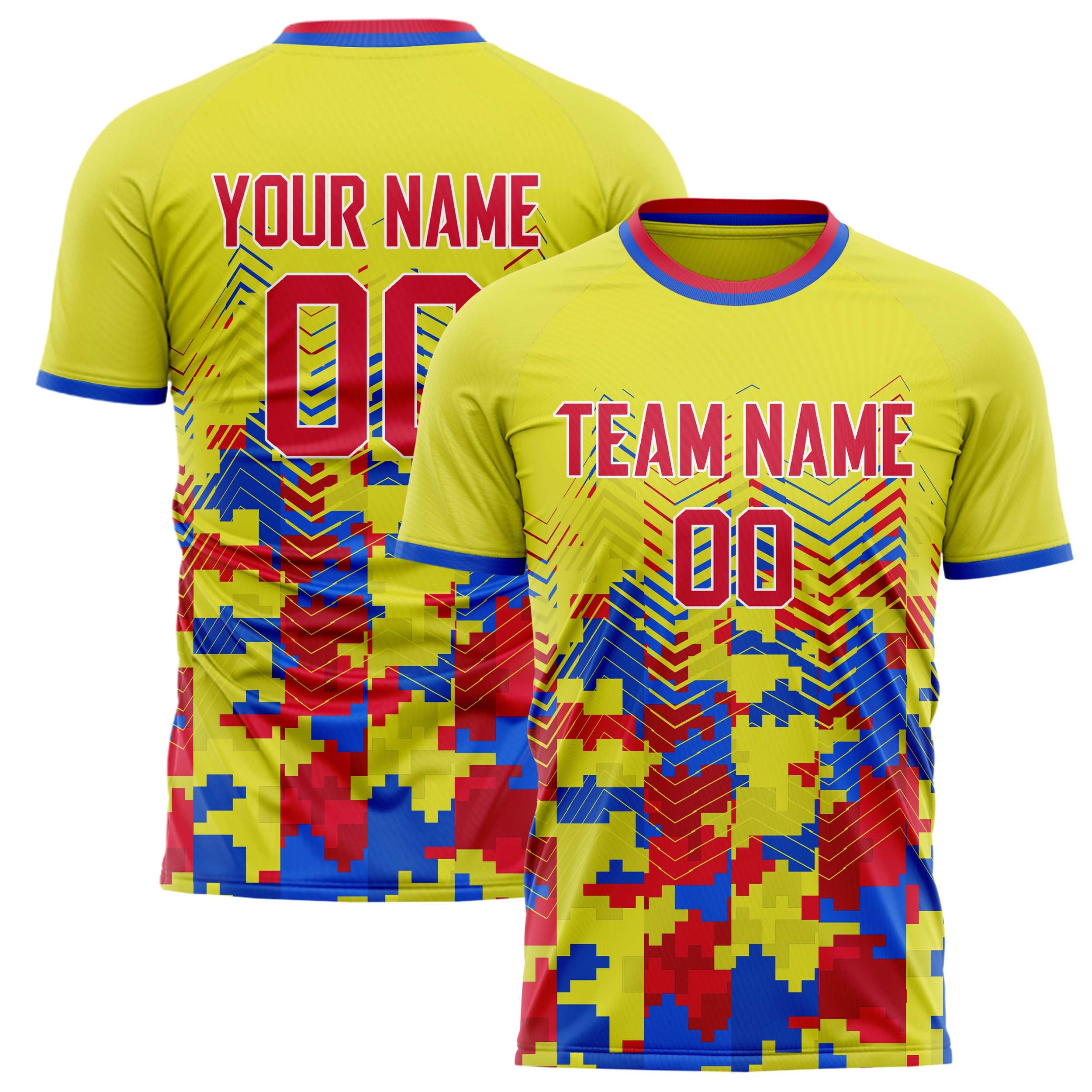 Personalized Yellow & Pink Pattern Soccer Jersey