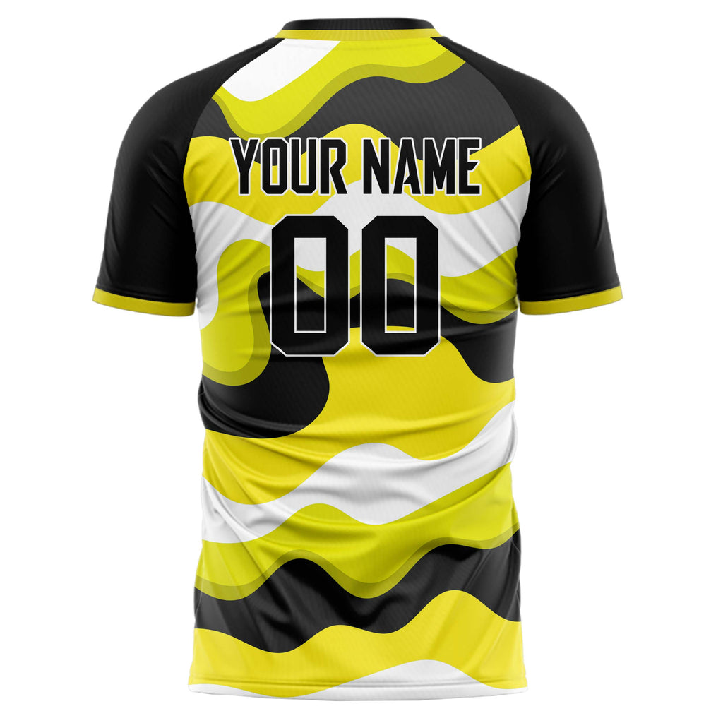 Personalized Yellow & Black Pattern Soccer Jersey