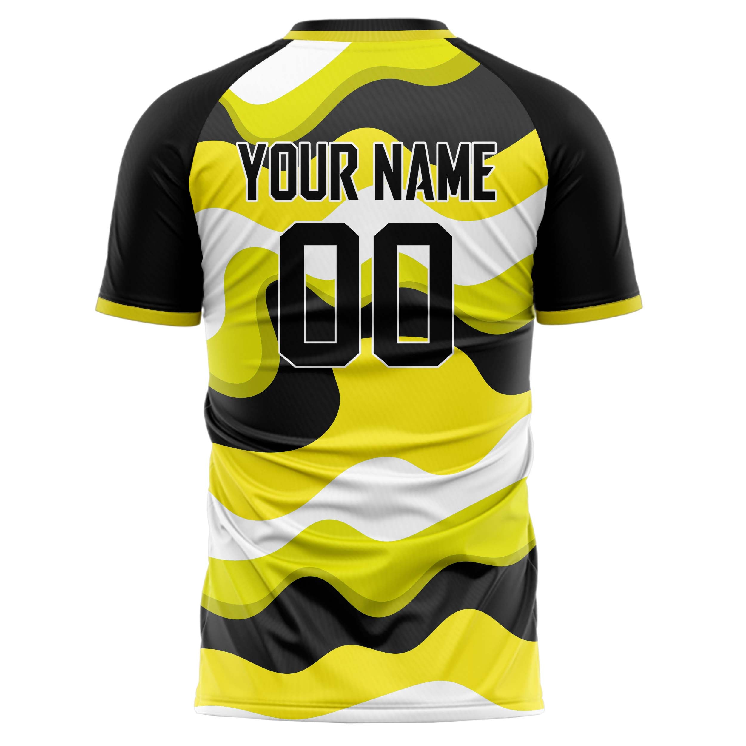 Personalized Yellow & Black Pattern Soccer Jersey