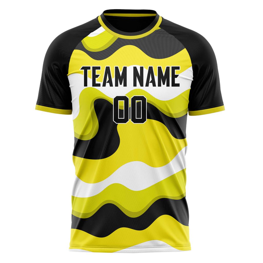 Personalized Yellow & Black Pattern Soccer Jersey