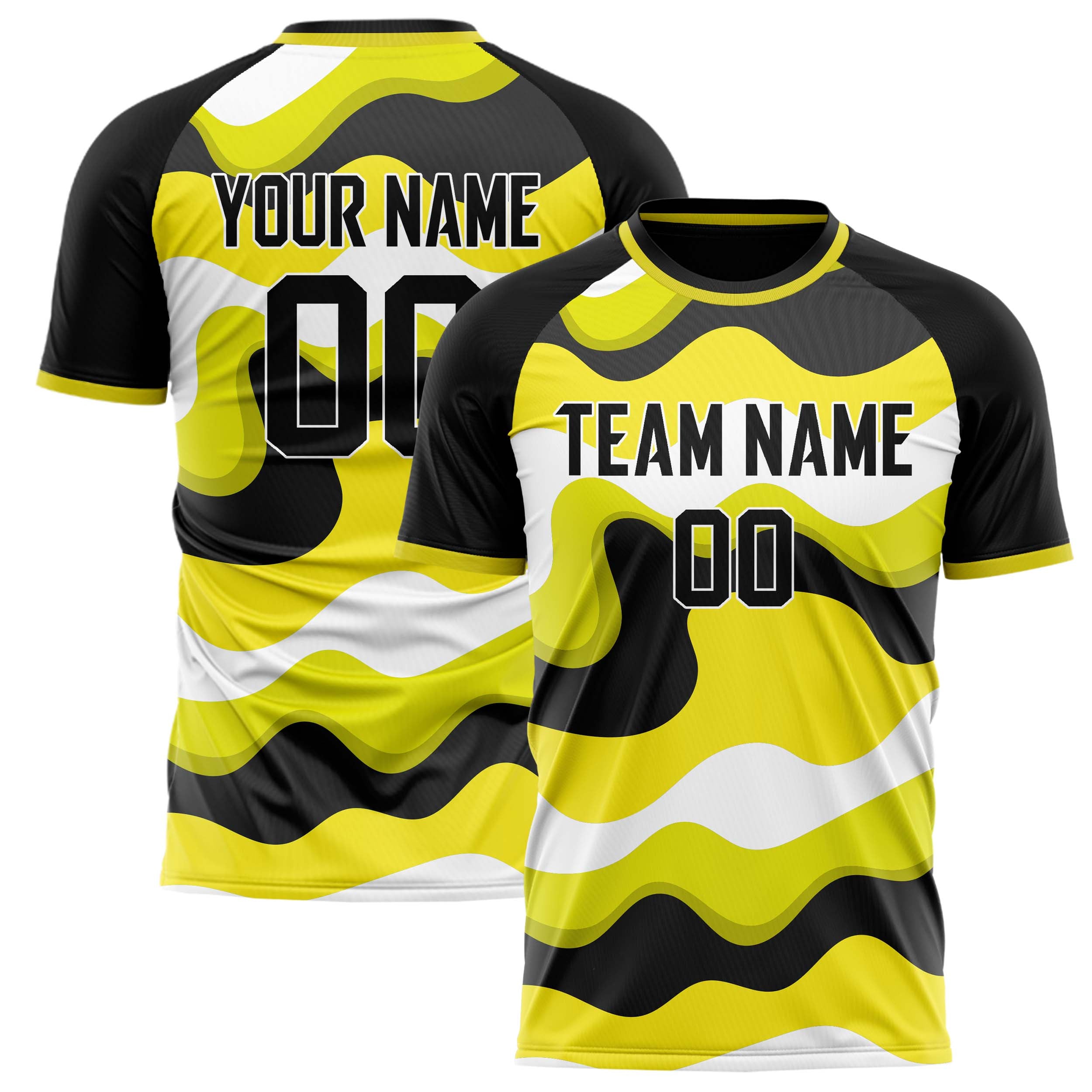 Personalized Yellow & Black Pattern Soccer Jersey