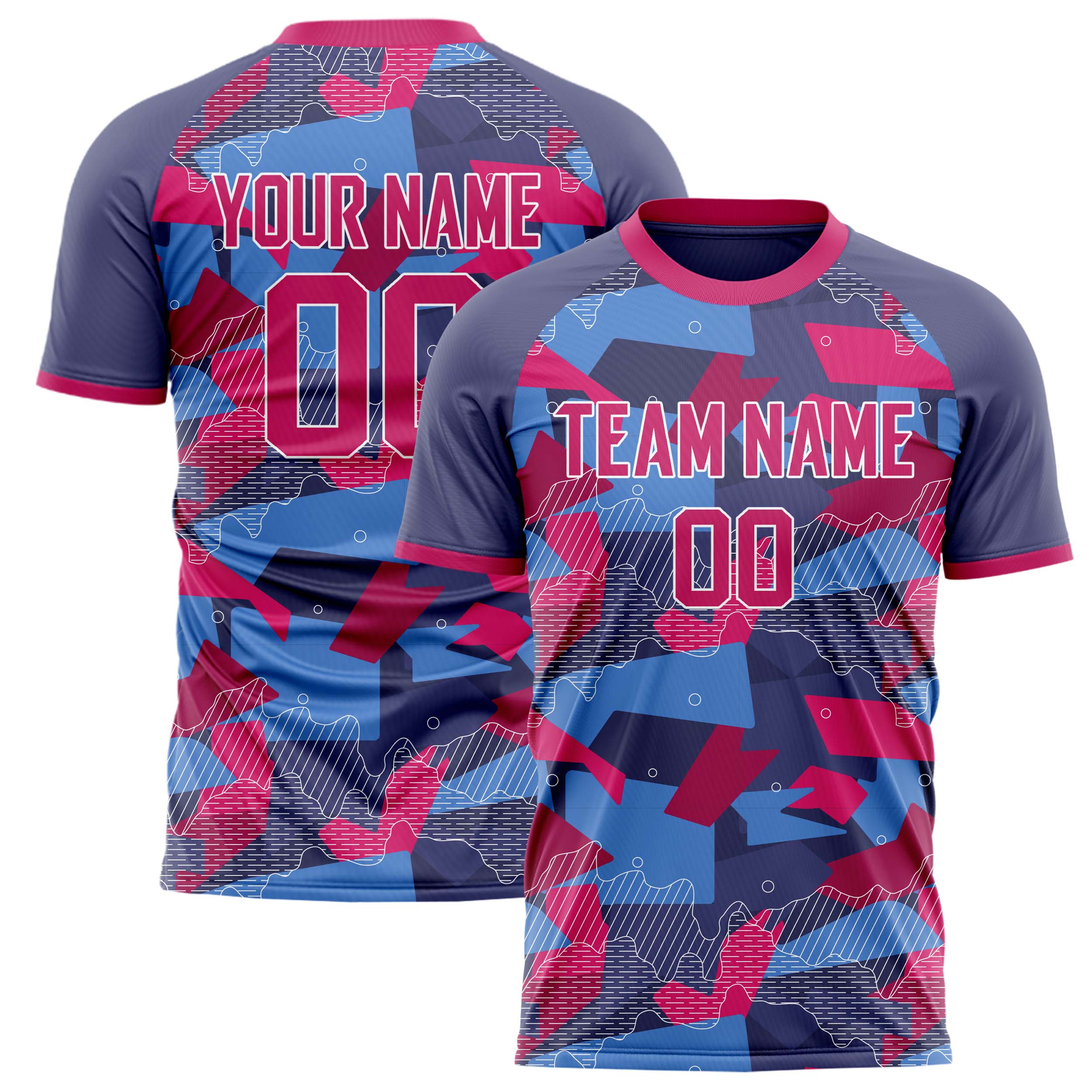 Personalized Pink & Blue Pattern Soccer Jersey