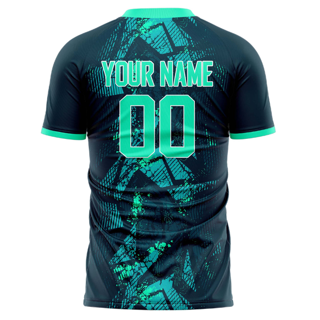 Personalized Navy & Teal Pattern Soccer Jersey