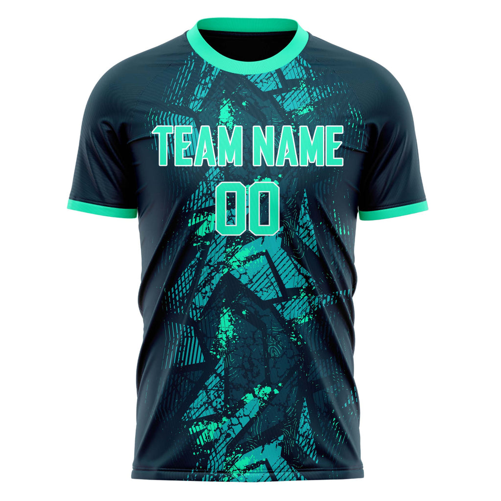 Personalized Navy & Teal Pattern Soccer Jersey