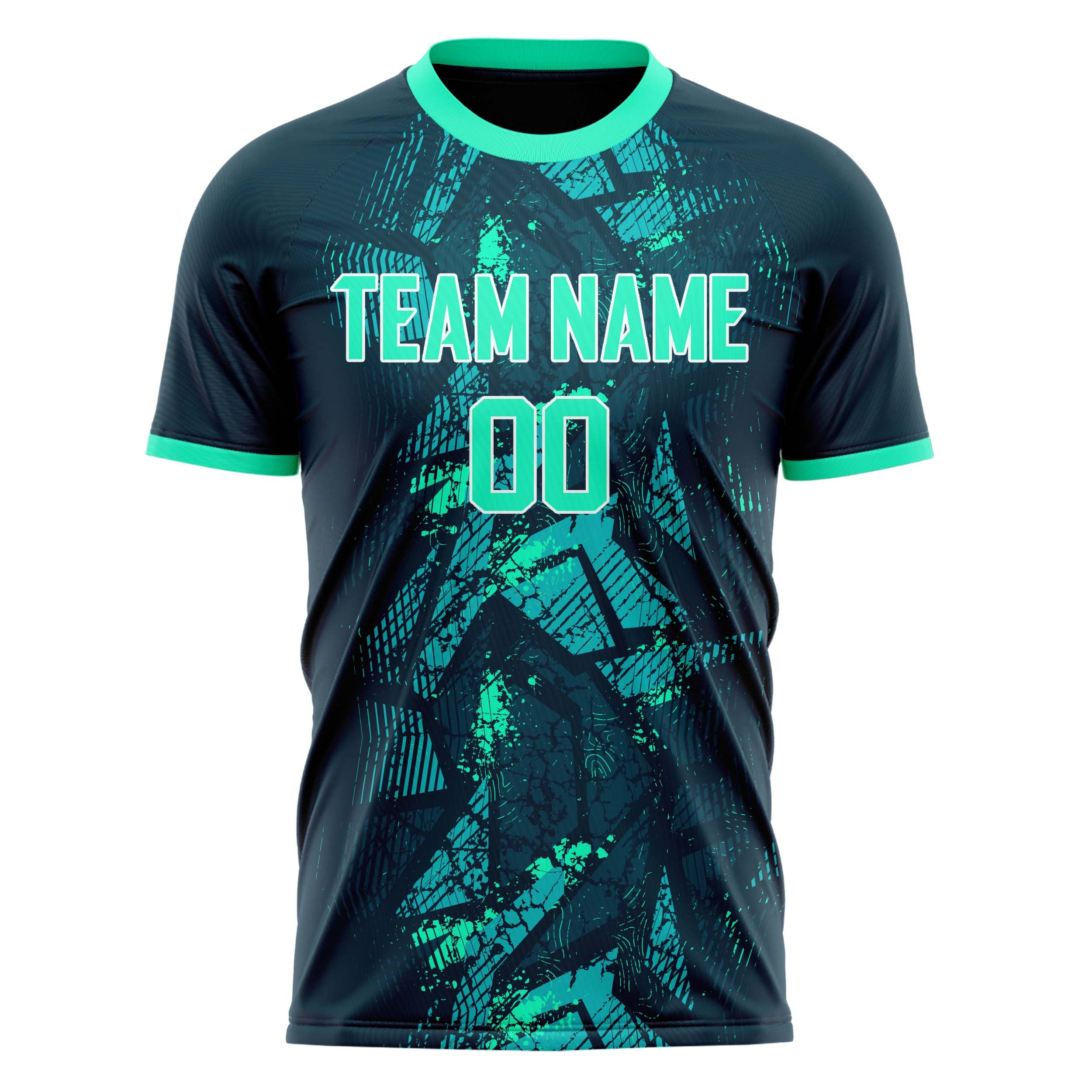 Personalized Navy & Teal Pattern Soccer Jersey