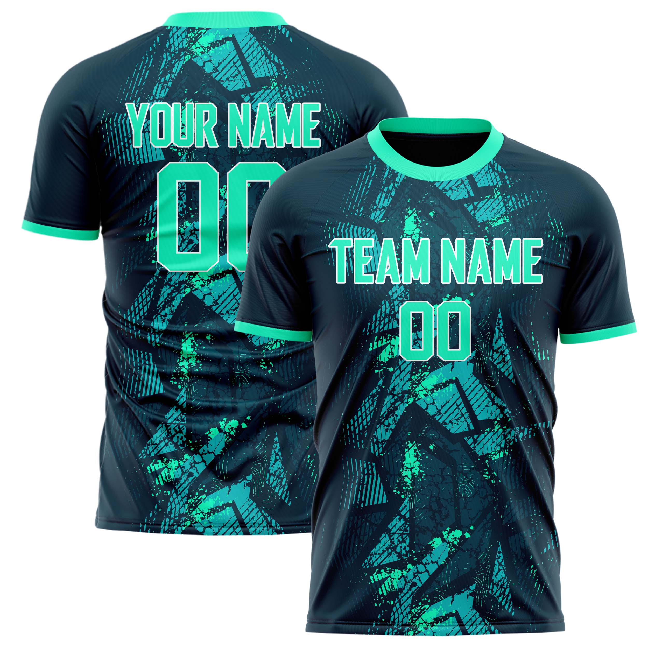 Personalized Navy & Teal Pattern Soccer Jersey