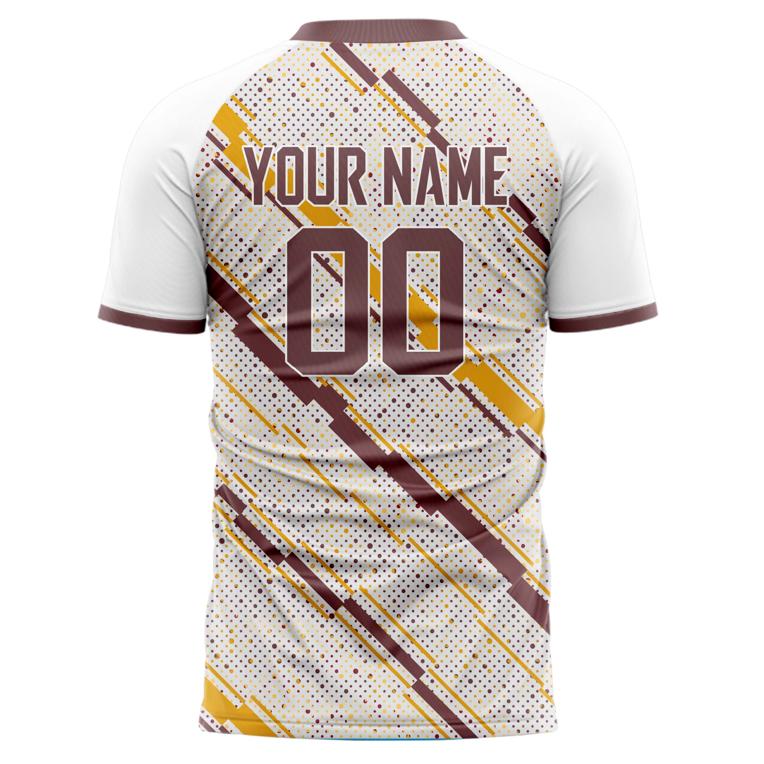 Personalized White & Gold Pattern Soccer Jersey