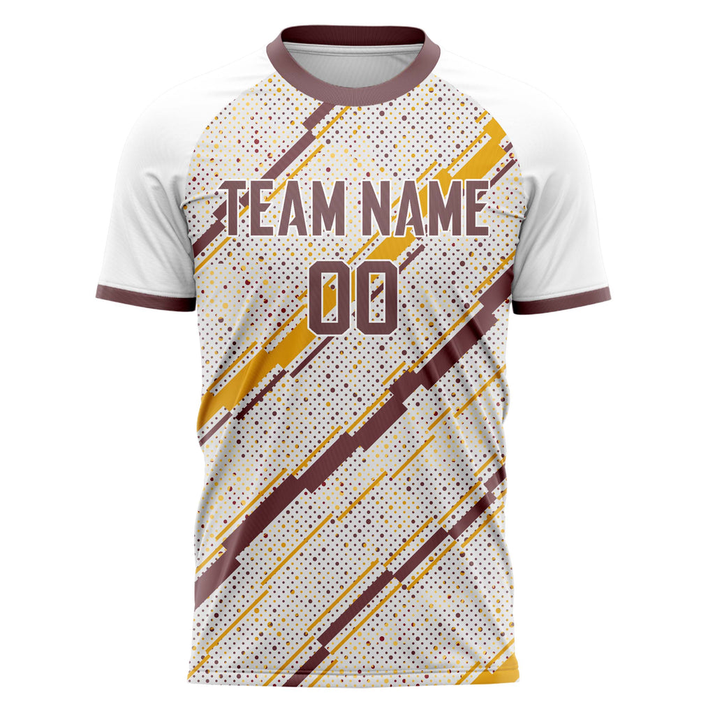 Personalized White & Gold Pattern Soccer Jersey