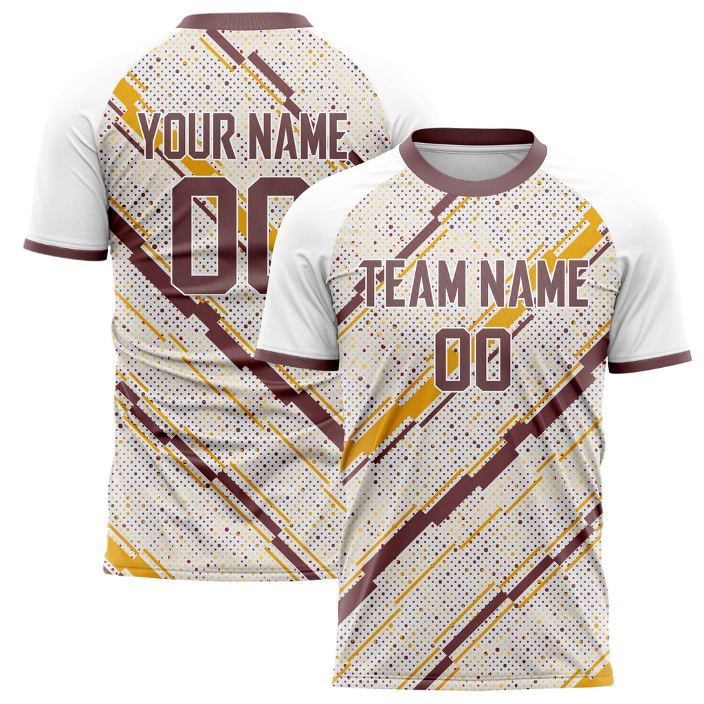 Personalized White & Gold Pattern Soccer Jersey