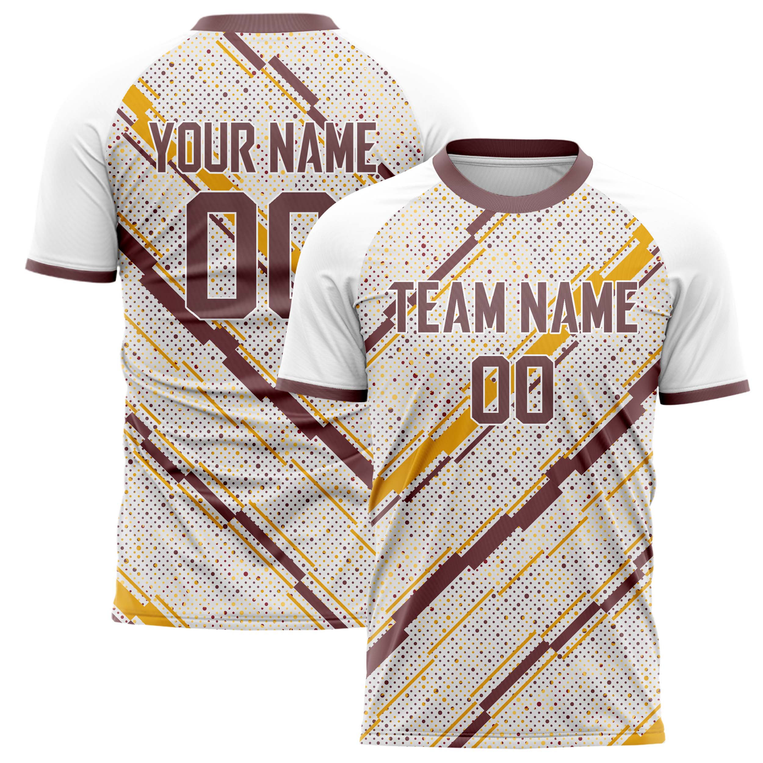 Personalized White & Gold Pattern Soccer Jersey