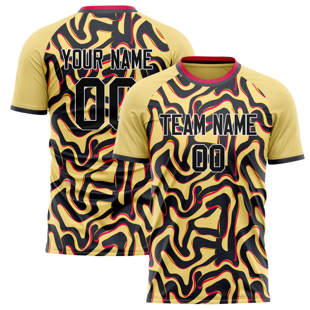Personalized Cream & Black Pattern Soccer Jersey
