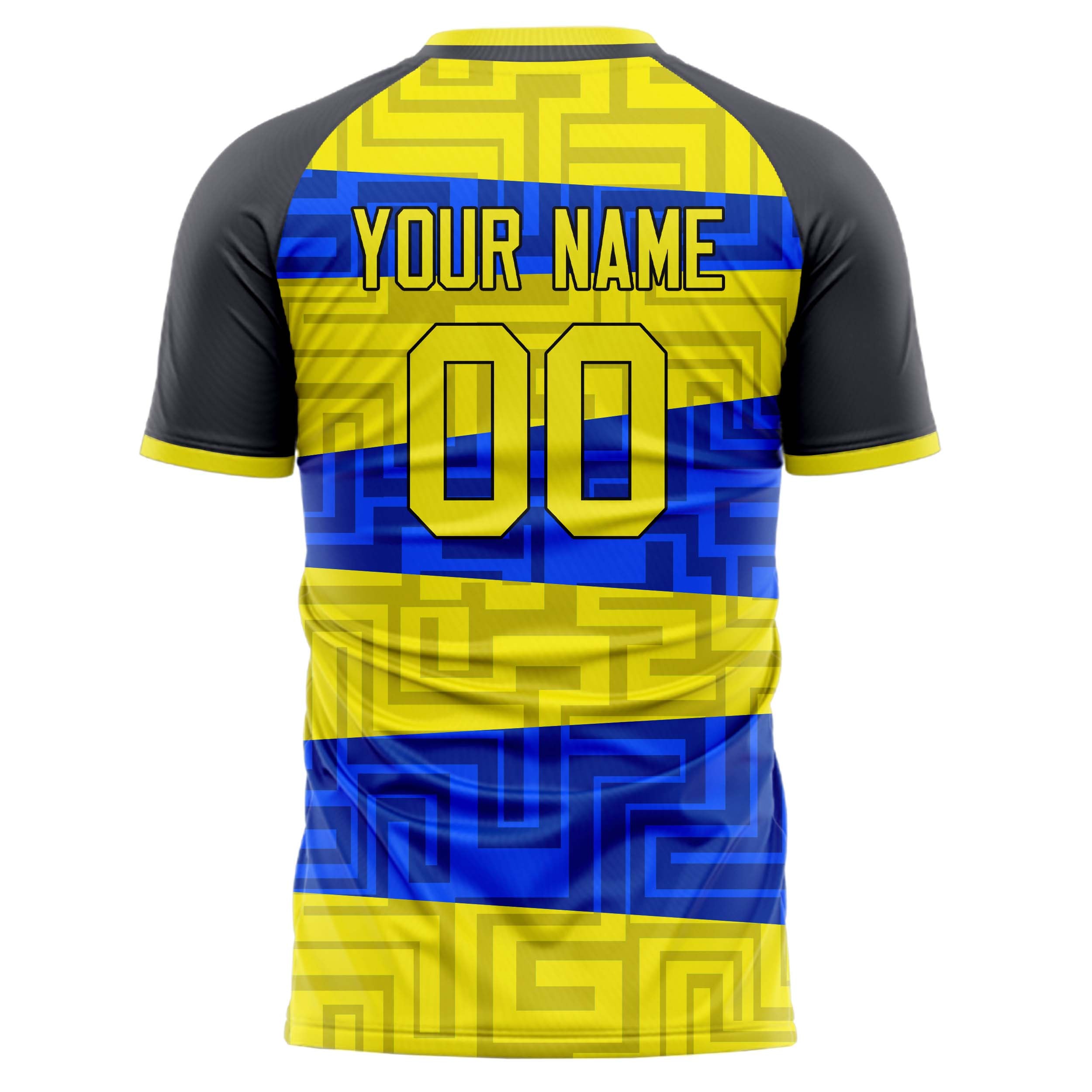 Personalized Yellow & Blue Pattern Soccer Jersey