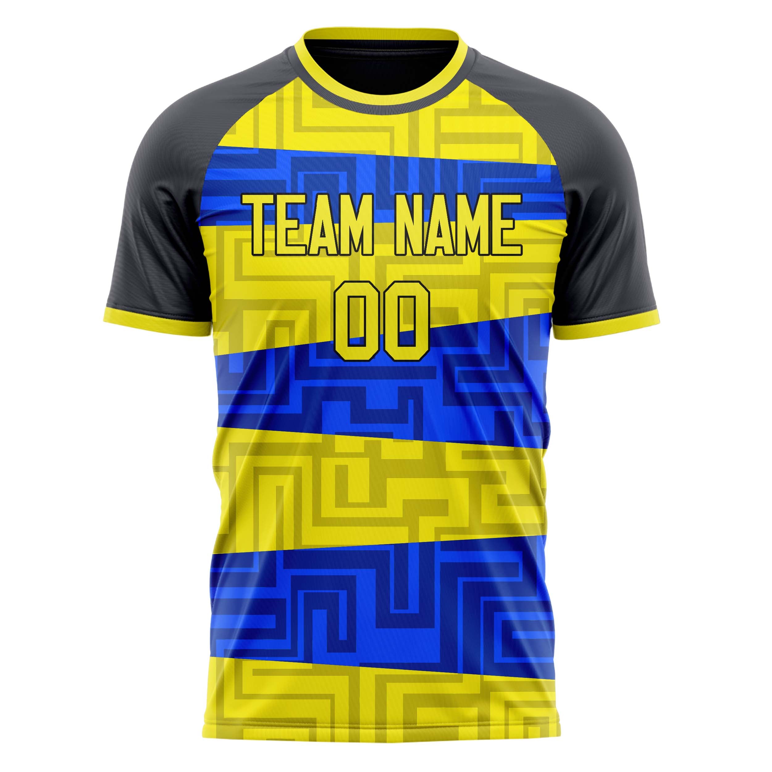 Personalized Yellow & Blue Pattern Soccer Jersey