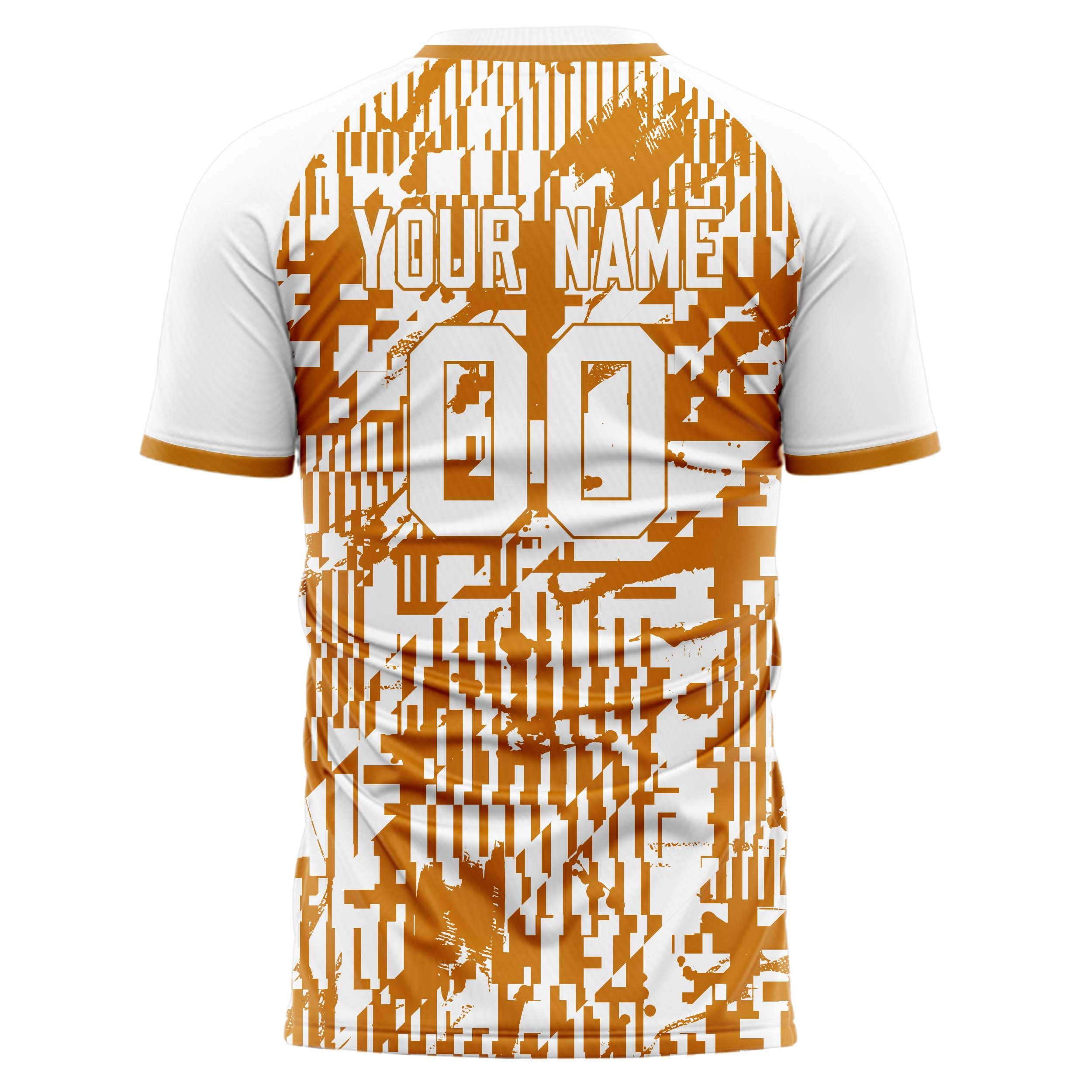 Personalized White & Orange Pattern Soccer Jersey