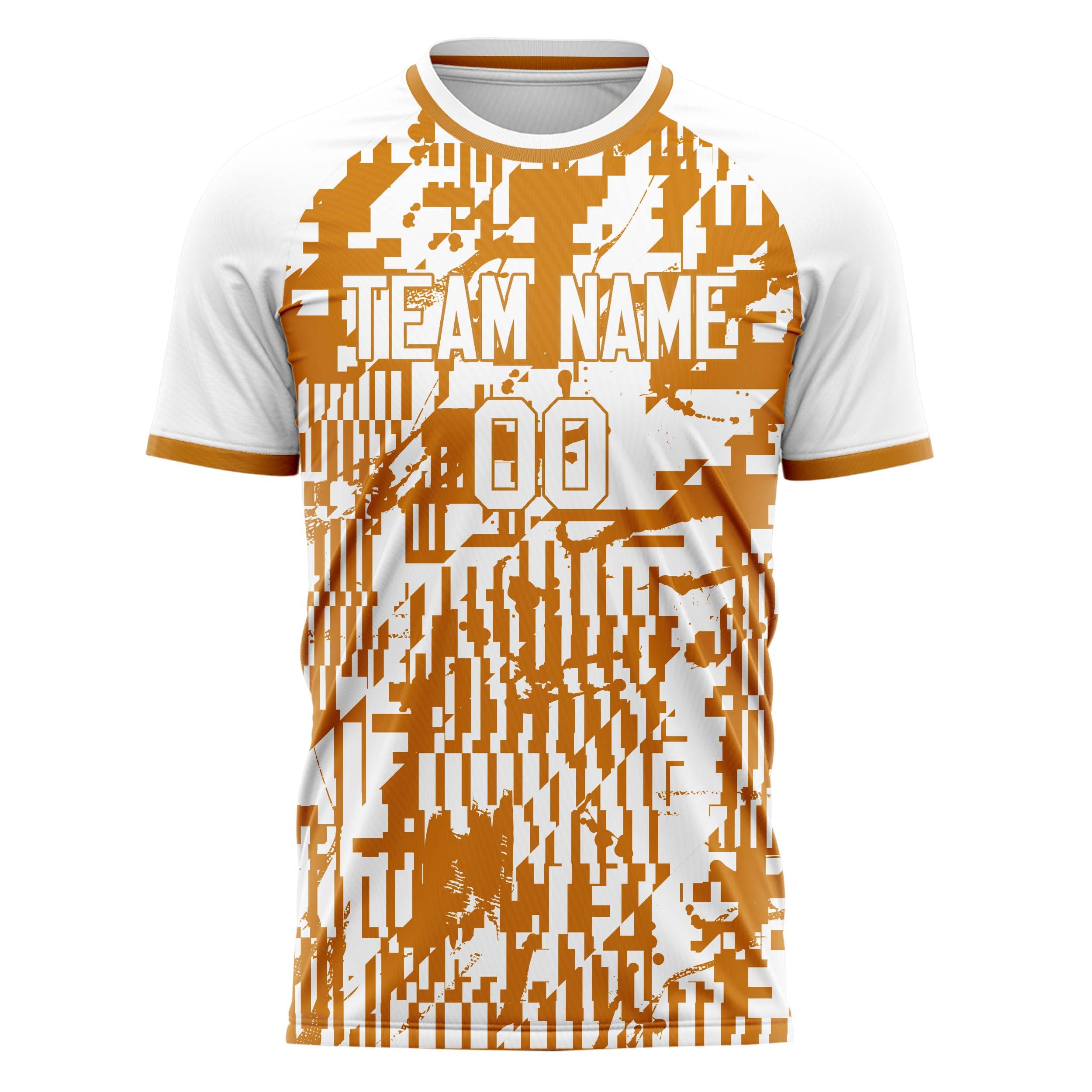 Personalized White & Orange Pattern Soccer Jersey