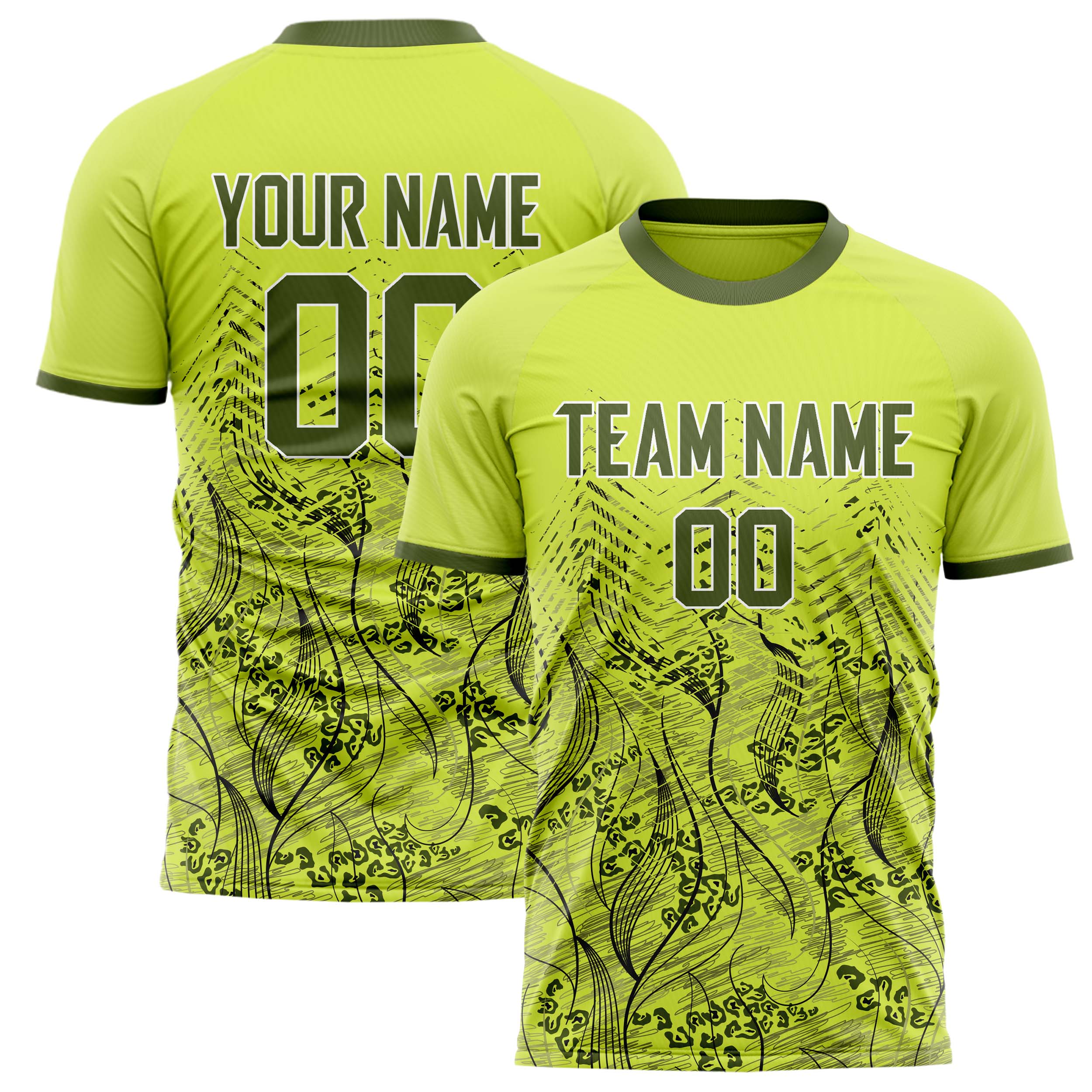 Personalized Green & Gray Pattern Soccer Jersey