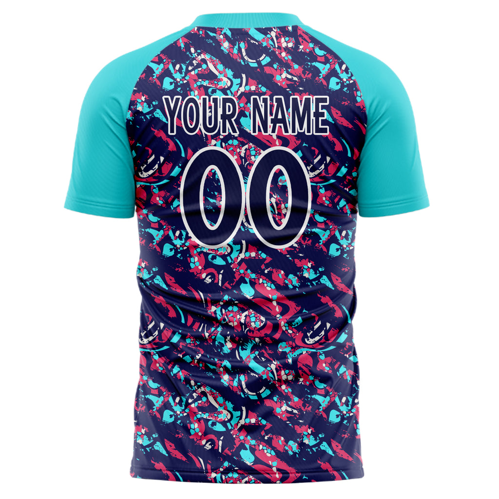 Personalized Navy & Teal Pattern Soccer Jersey