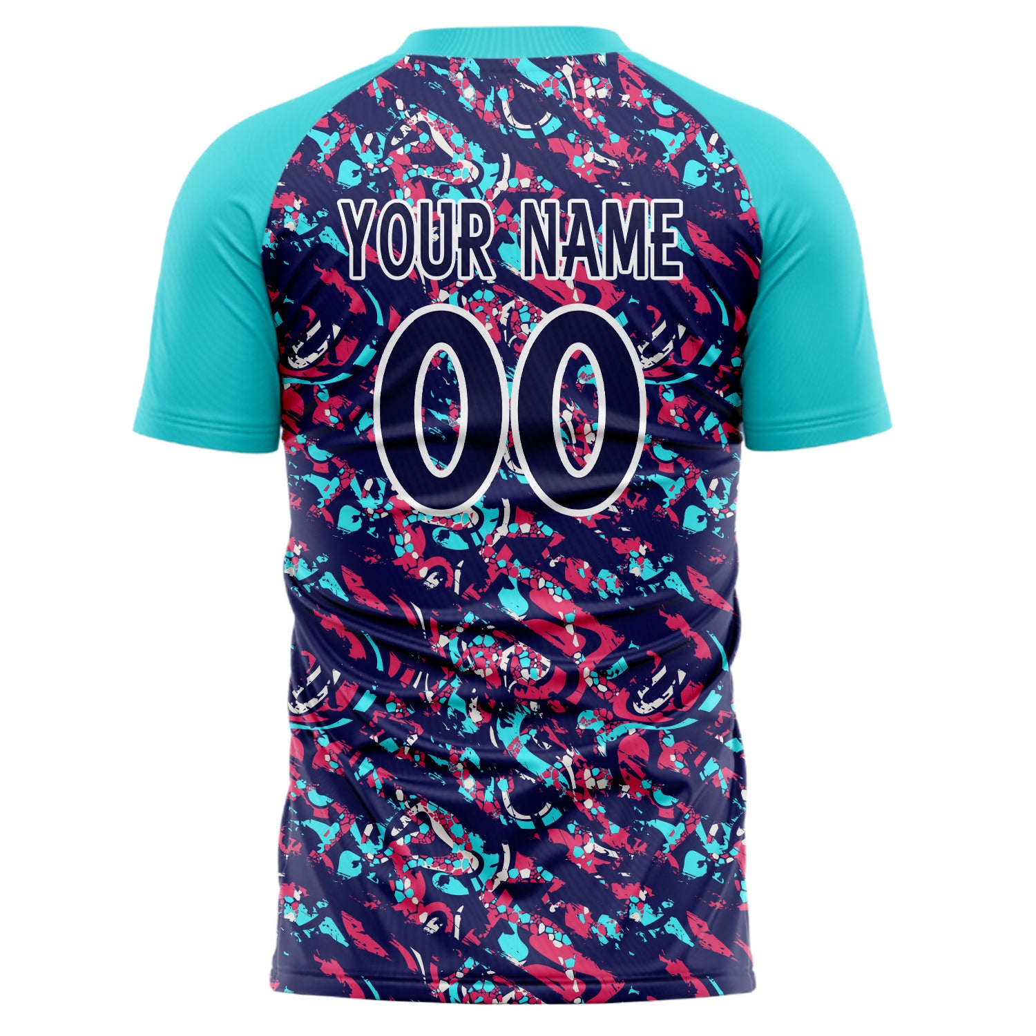 Personalized Navy & Teal Pattern Soccer Jersey