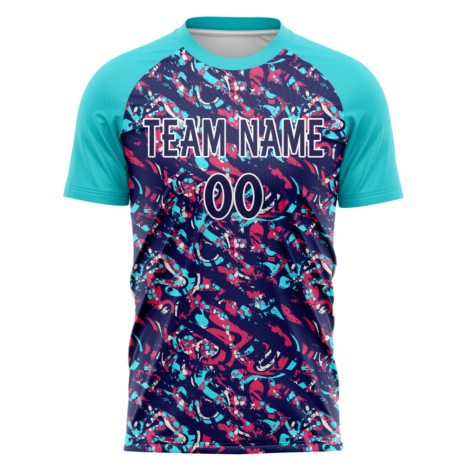 Personalized Navy & Teal Pattern Soccer Jersey