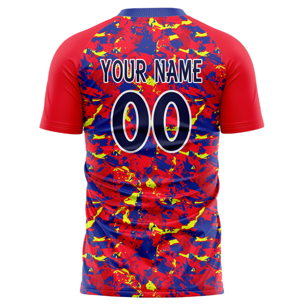 Personalized Red & Navy Pattern Soccer Jersey