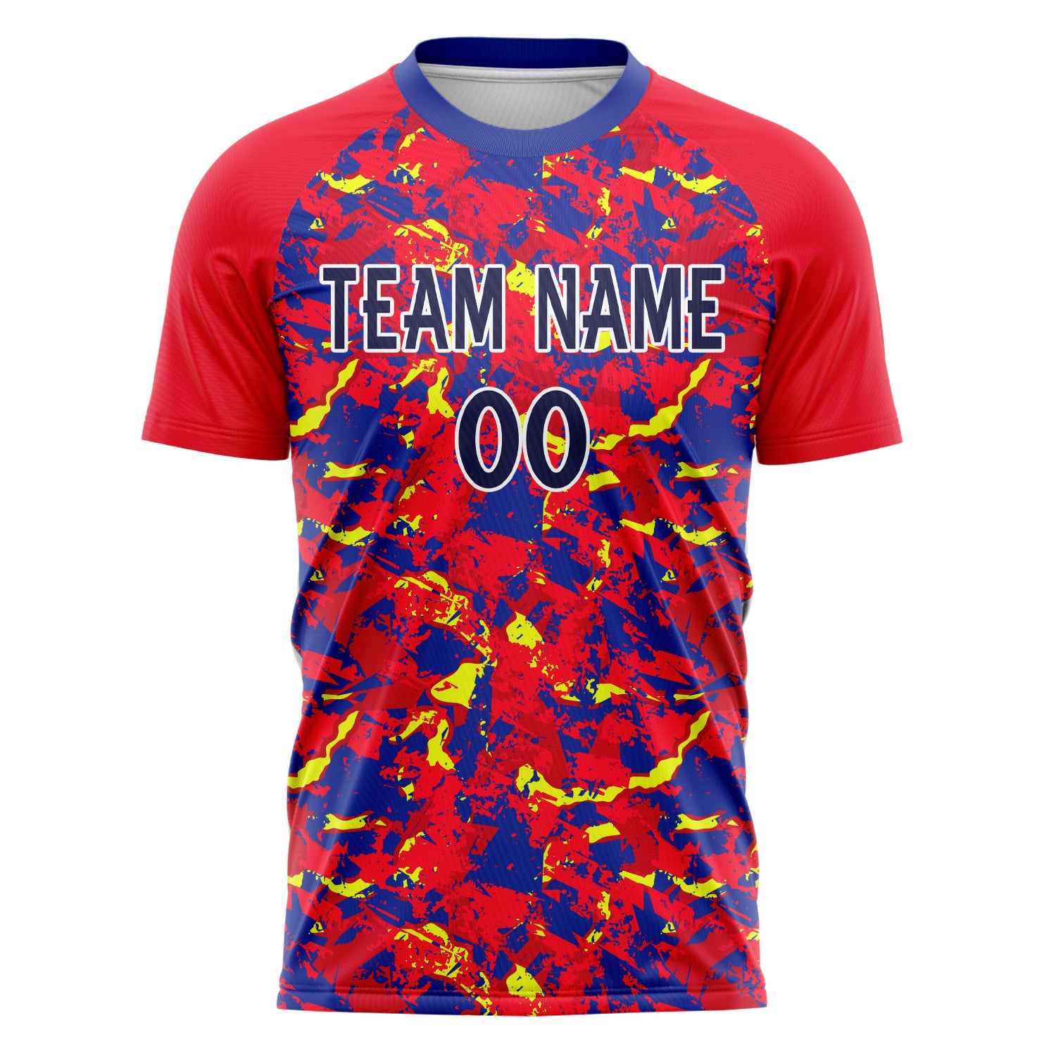 Personalized Red & Navy Pattern Soccer Jersey