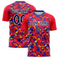 Personalized Red & Navy Pattern Soccer Jersey