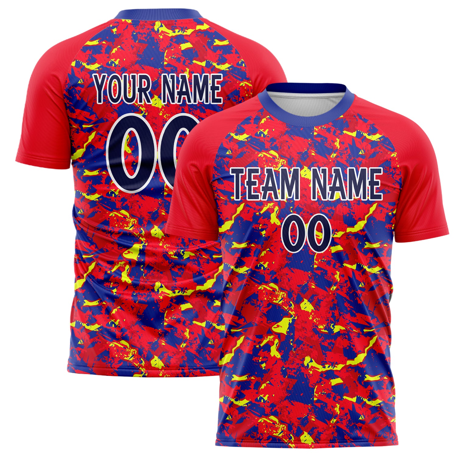 Personalized Red & Navy Pattern Soccer Jersey