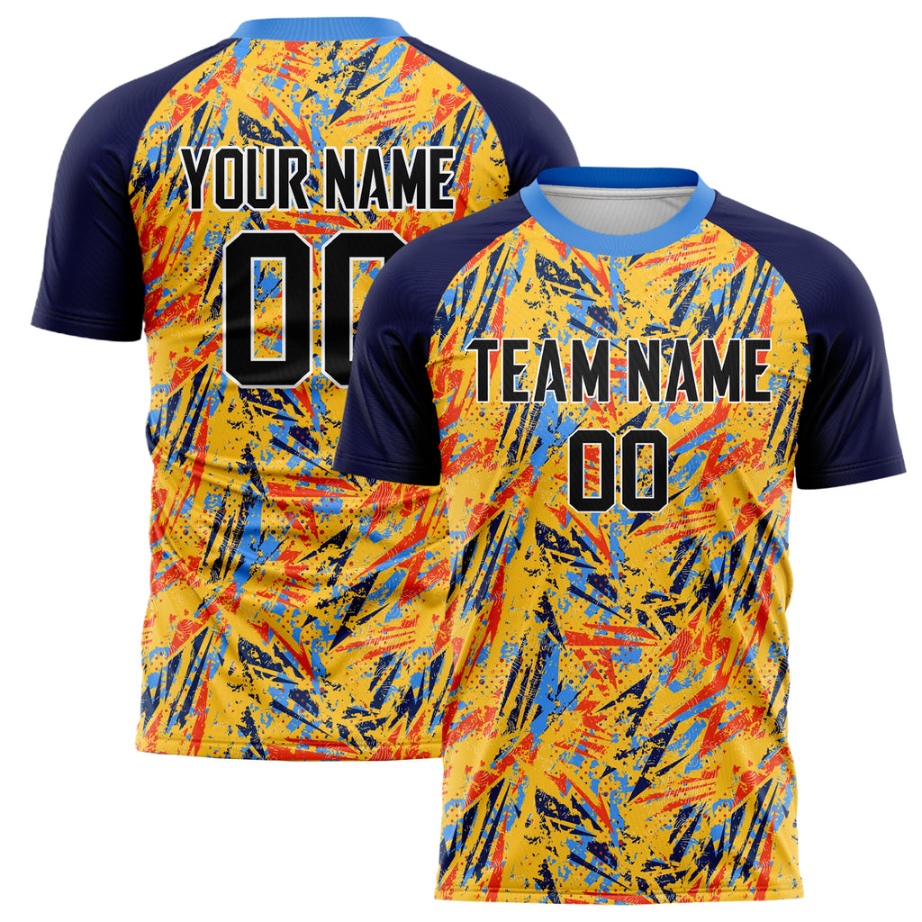 Personalized Gold & Navy Pattern Soccer Jersey