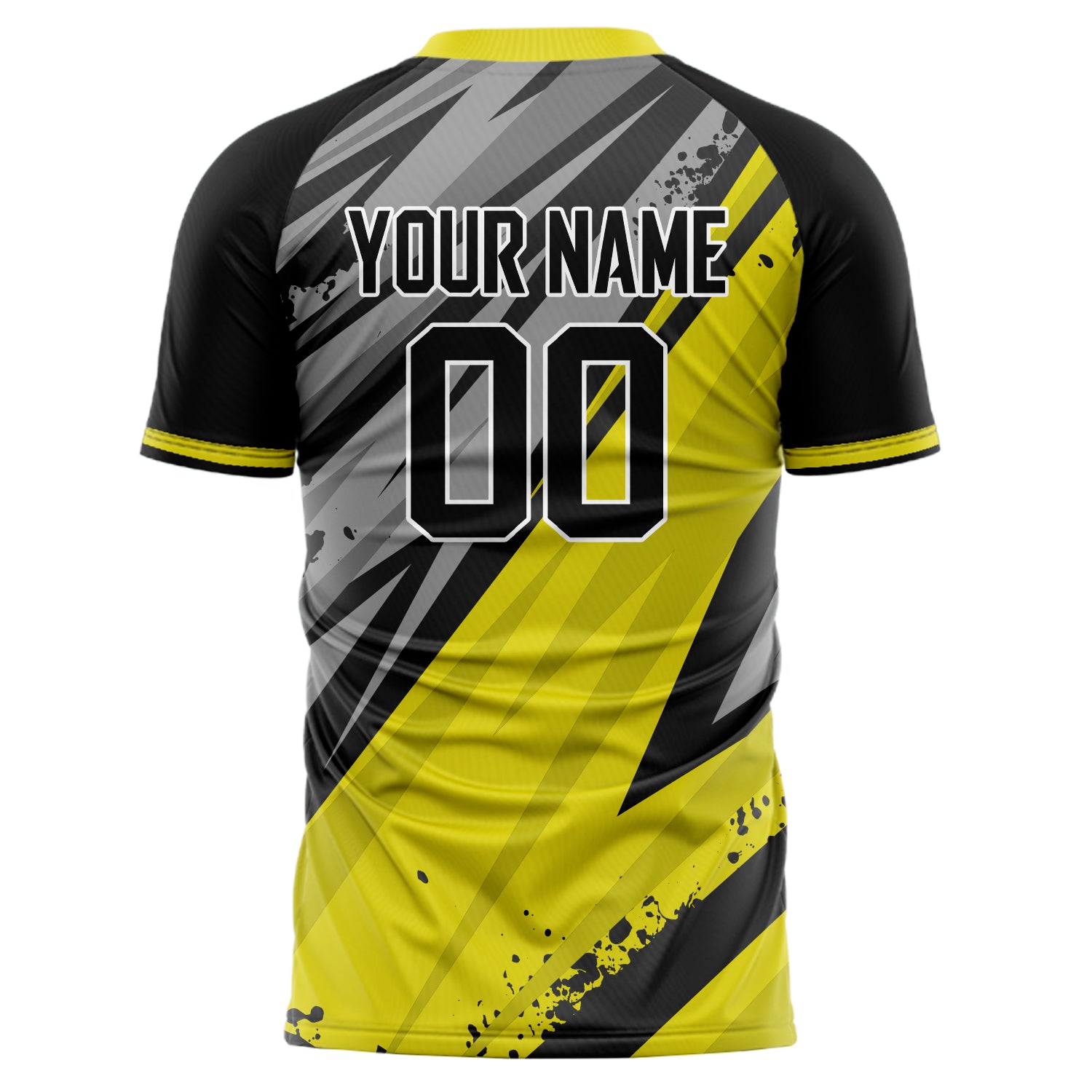 Personalized Yellow & Black Pattern Soccer Jersey