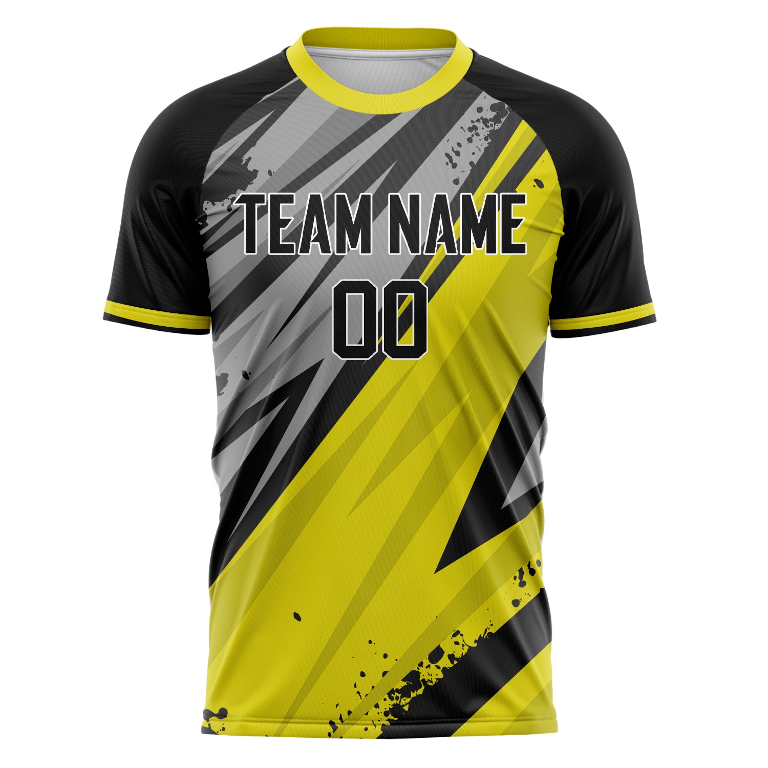 Personalized Yellow & Black Pattern Soccer Jersey