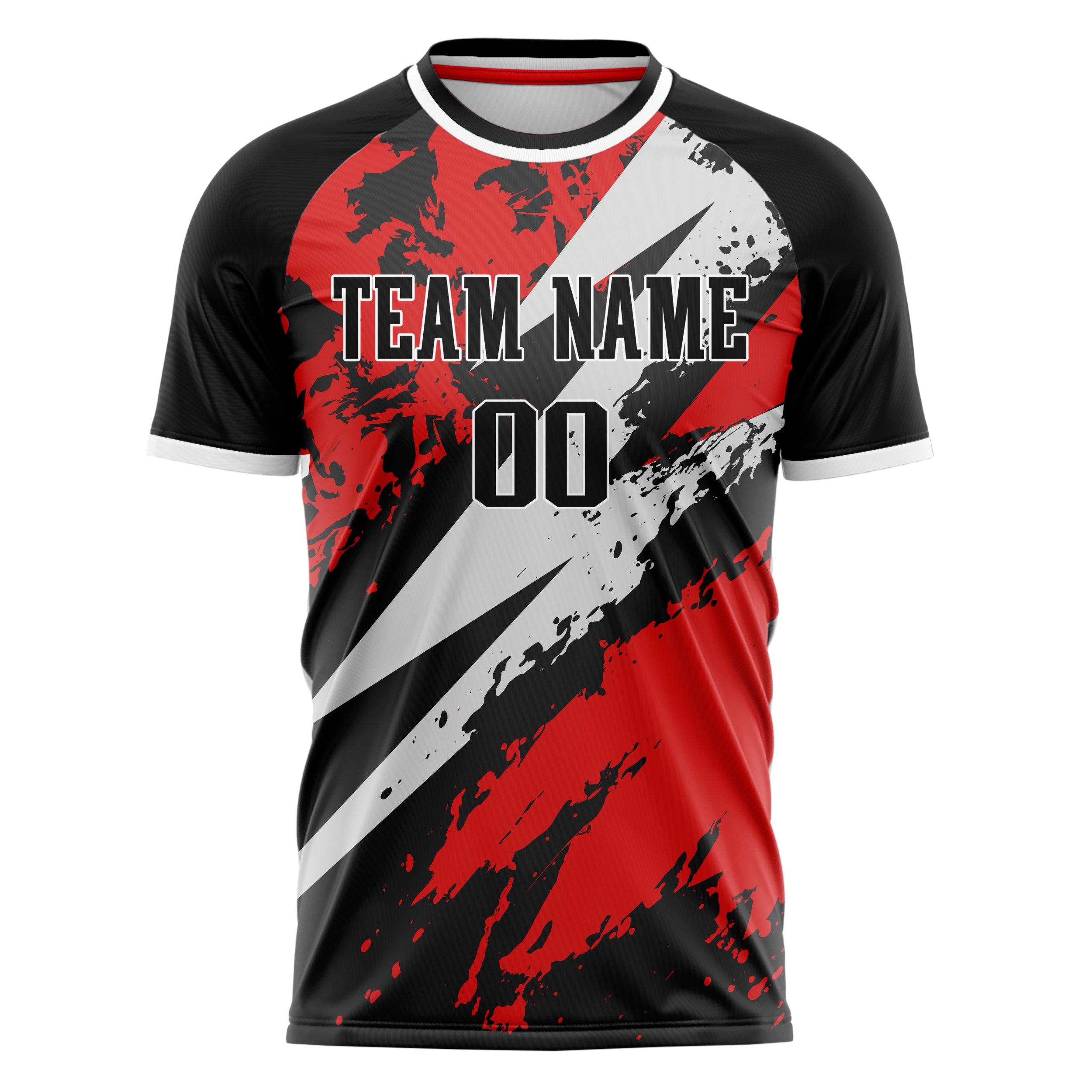 Personalized Red & Black Pattern Soccer Jersey