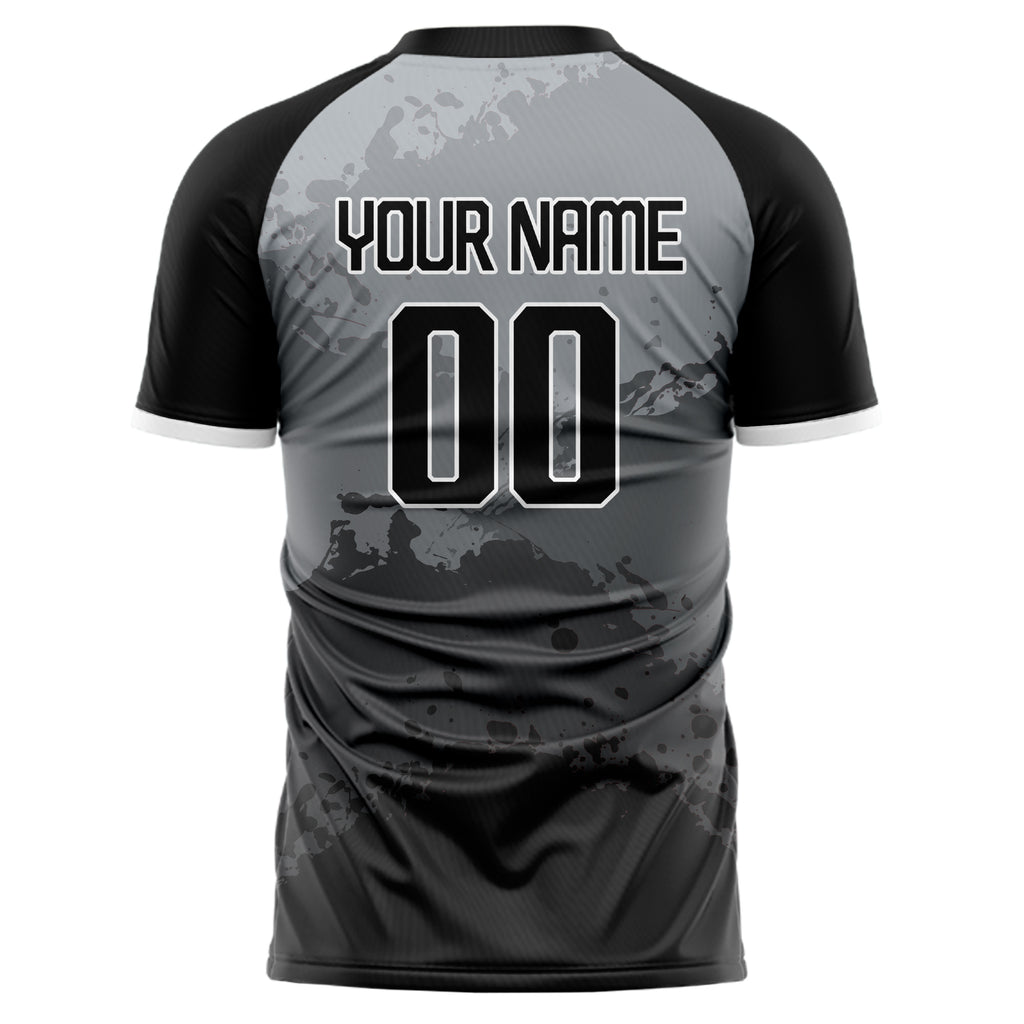 Personalized Black & Gray Pattern Soccer Jersey